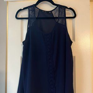 Navy Sleeveless Top with Lace